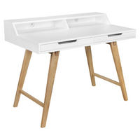 Schreibtisch weiß lackiert natur B/H/T: ca. 110x85x60 cm Schreibtisch - weiß/natur (110,00/85,00/60,00cm) - Wohnling