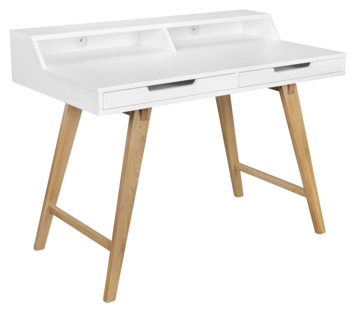 Schreibtisch weiß lackiert natur B/H/T: ca. 110x85x60 cm Schreibtisch - weiß/natur (110,00/85,00/60,00cm) - Wohnling