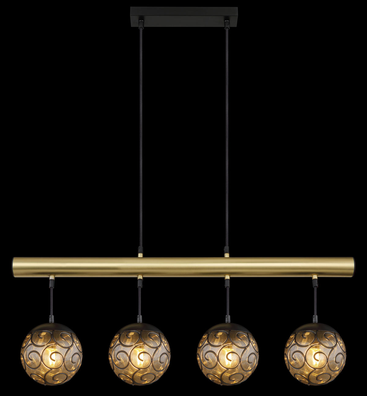 GLOBO Pendelleuchte Rauch Metall Kunststoff B/H/L: ca. 90x15x120 cm E27 4 Brennstellen Pendelleuchte_Fitz - Rauch (120,00/90,00/15,00cm) - GLOBO