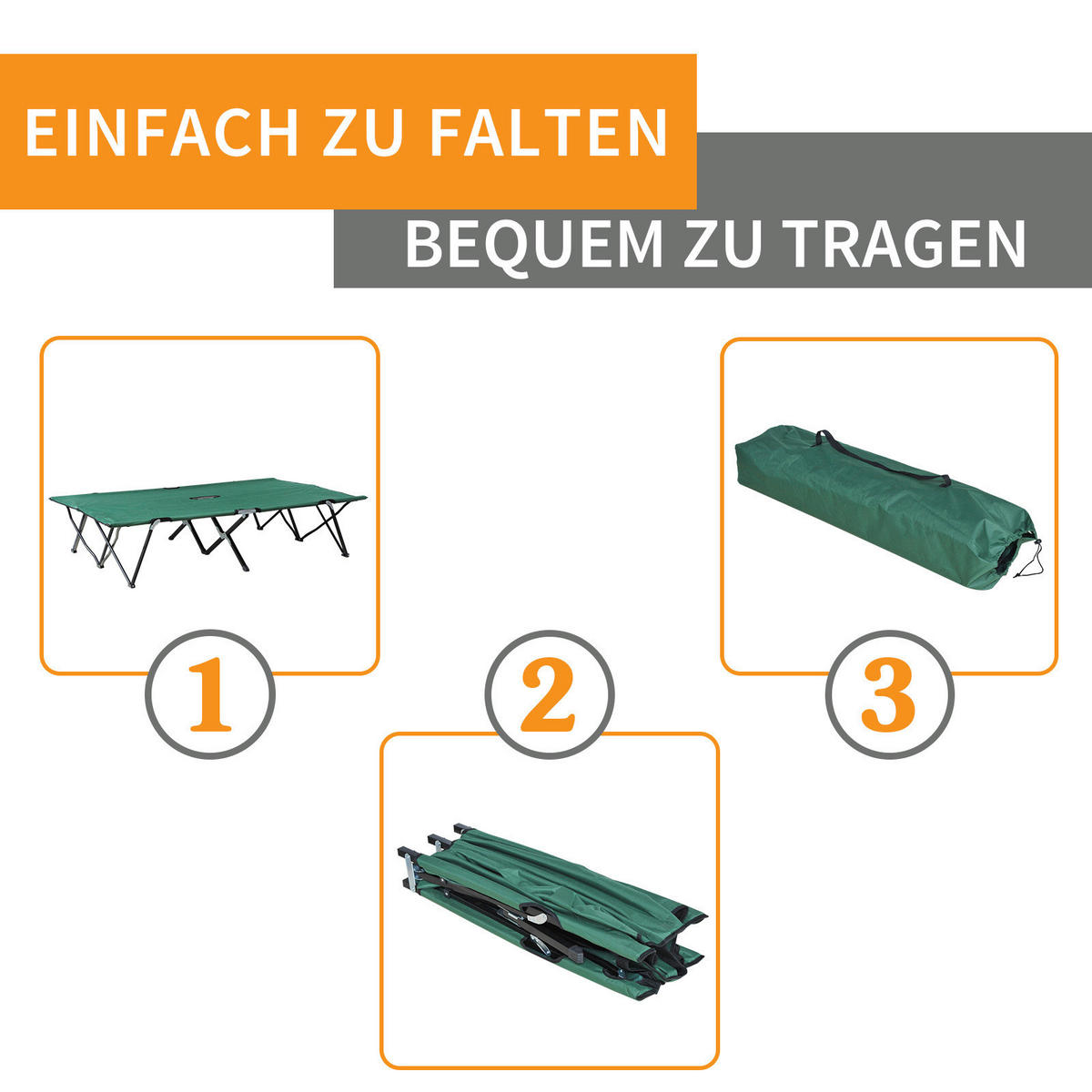 Outsunny Campingartikel B/H/L: ca. 125x193x40 cm Feldbett - schwarz/grün (40,00/125,00/193,00cm) - Outsunny