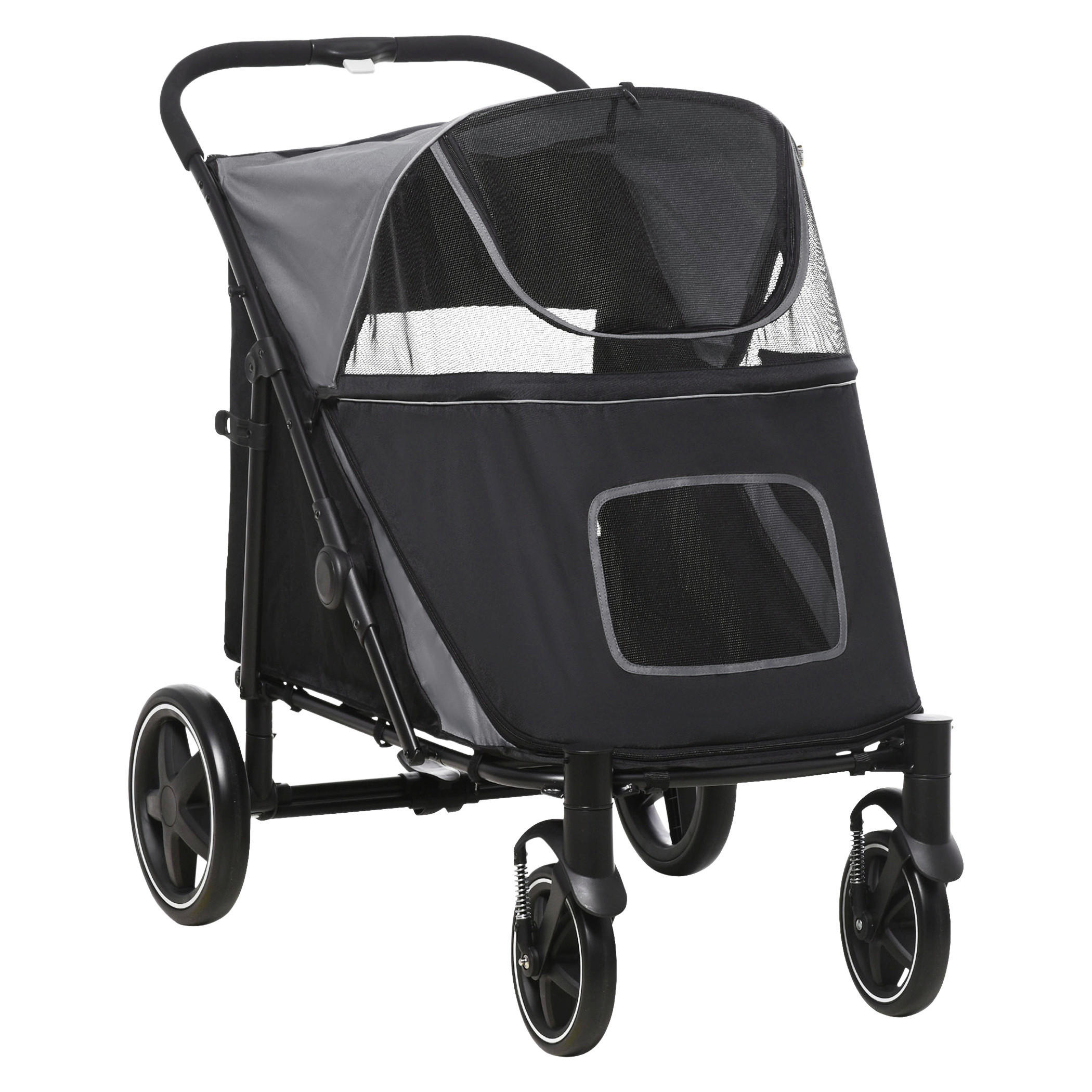 PawHut Hunde-Zubehör grau Edelstahl B/H/L: ca. 65x112x100 cm Hundwagen - grau (100,00/65,00/112,00cm) - PawHut