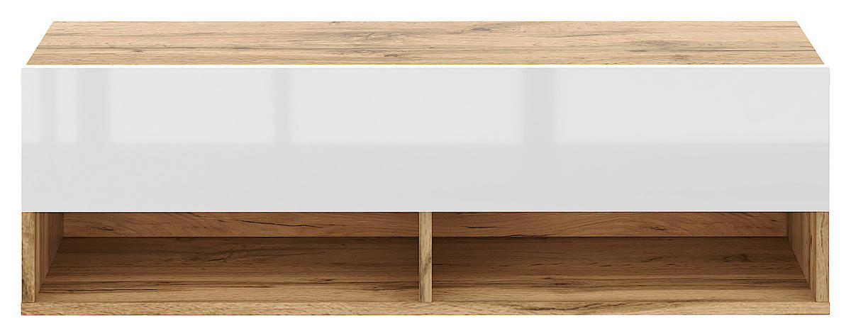 TV-Lowboard TV LOWBOARD DERBY 100 Eiche Wotan Nachbildung weiß glänzend B/H/T: ca. 100x32,5x31,5 cm TV LOWBOARD DERBY 100 - Eiche/weiß (100,00/32,50/31,50cm) - WIPMEB