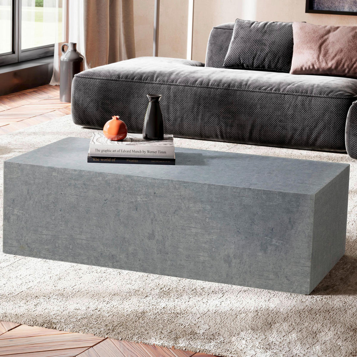 Couchtisch schwarz Marmor Optik B/H/T: ca. 100x30x50 cm Couchtisch - schwarz (100,00/30,00/50,00cm) - Wohnling
