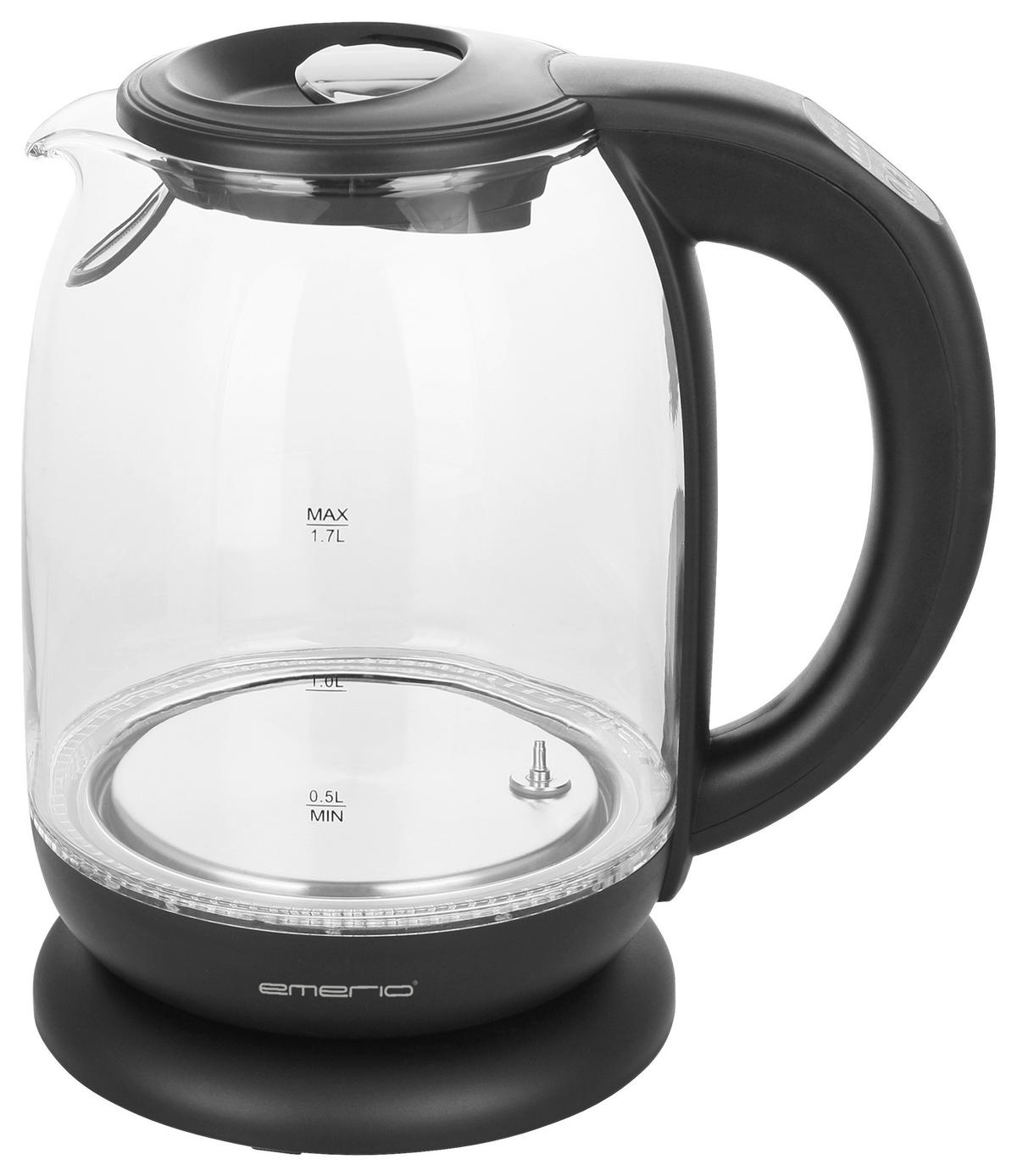 Emerio Glas-Wasserkocher WK-119255.5 schwarz Kunststoff H: ca. 25 cm ca. 1,7 l Wasserkocher WK-119255.5 - schwarz (25,00cm) - Emerio