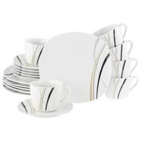 CreaTable Kaffeeservice Square City Line weiß Porzellan 18 tlg. Square City Line - sand/weiß - CreaTable