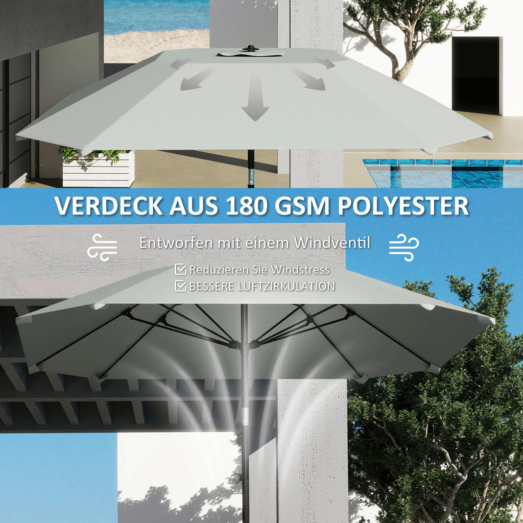 Thumbnail - Outsunny Sonnenschirm dunkelgrau Aluminium B/H/L: ca. 233x240x233 cm