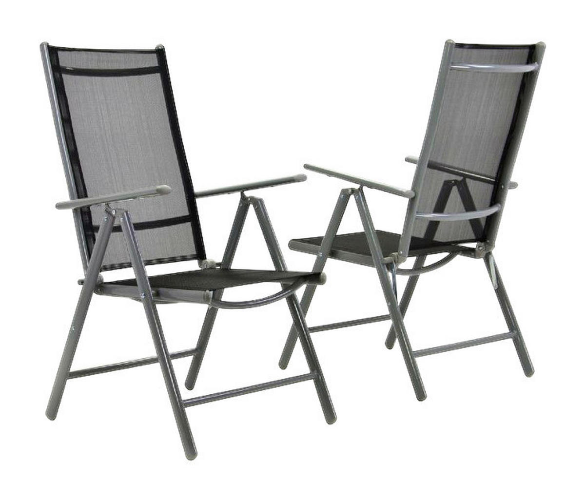 VCM Klappsessel 2er Set anthrazit Aluminium B/H/T: ca. 56x105x65 cm 2er Set - schwarz/anthrazit (56,00/105,00/65,00cm) - VCM