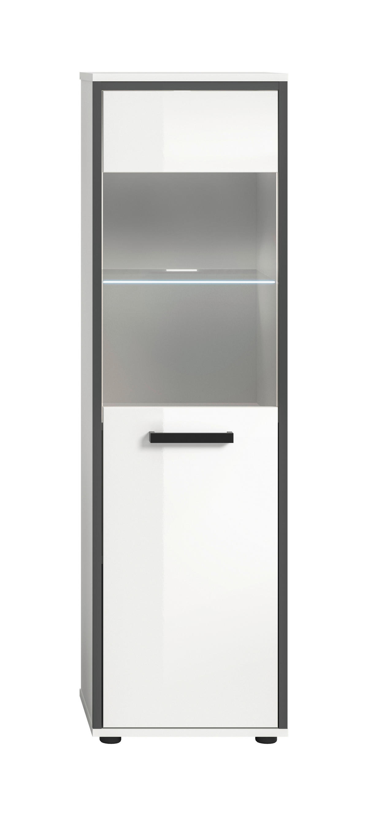 Midischrank KOJAK weiß Hochglanz anthrazit grau B/H/T: ca. 40x139x34 cm KOJAK - weiß/anthrazit (40,00/139,00/34,00cm) - xonox.home