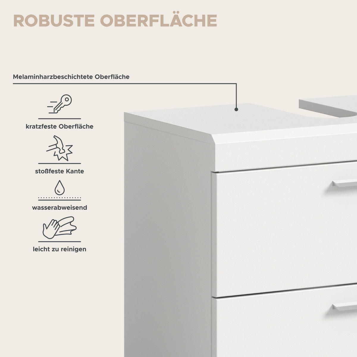 Waschbeckenunterschrank Scout weiß weiß Hochglanz B/H/T: ca. 60x56x37 cm Scout - weiß (60,00/56,00/37,00cm) - xonox.home