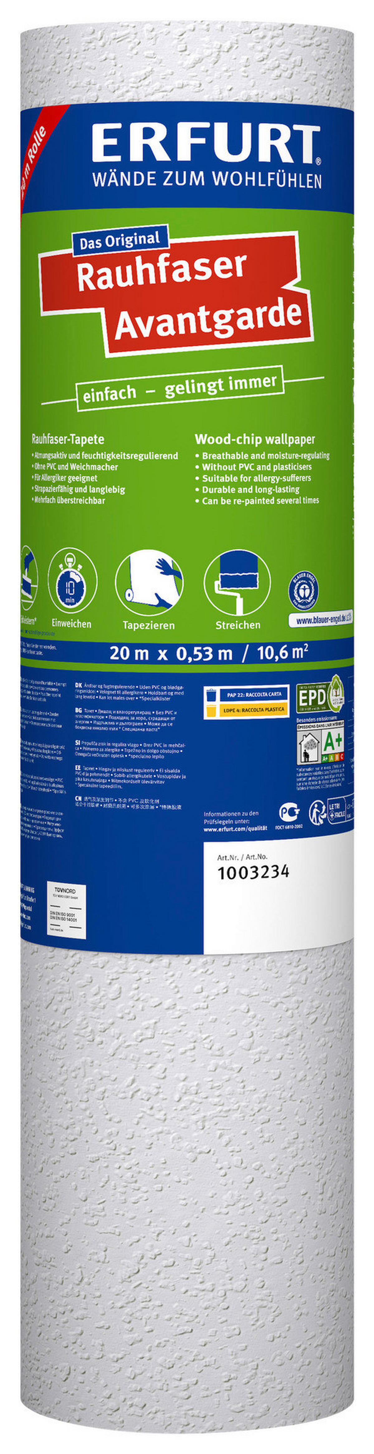 Erfurt Rauhfaser Avantgarde weiß B/L: ca. 53x2000 cm strukturiert Avantgarde - weiß (53,00/2000,00cm) - Erfurt