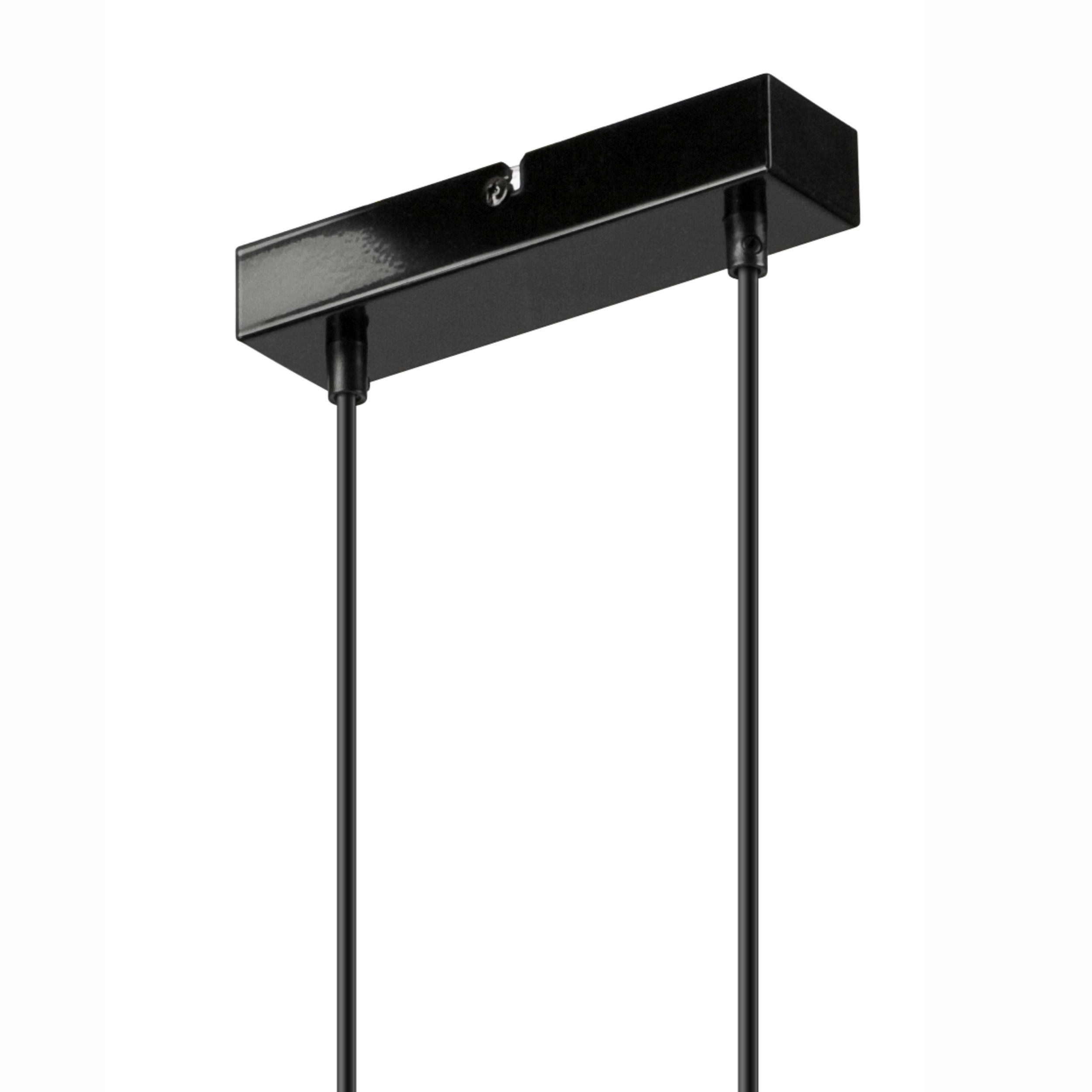 Lamkur Pendelleuchte SIMON 37356 schwarz Stahl Holz H/L: ca. 94x20 cm E27 2 Brennstellen Simon - schwarz (20,00cm) - Lamkur