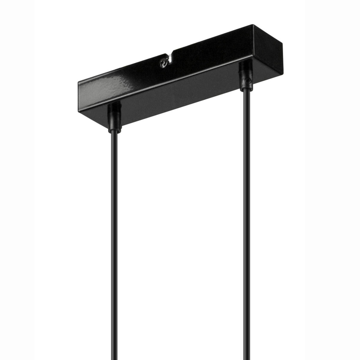 Lamkur Pendelleuchte SIMON 37356 schwarz Stahl Holz H/L: ca. 94x20 cm E27 2 Brennstellen Simon - schwarz (20,00cm) - Lamkur