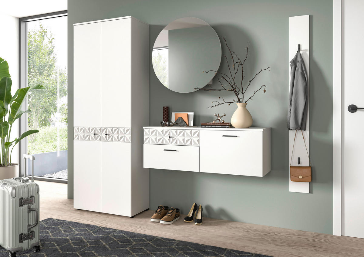 Garderobe Prisma weiß weiß Hochglanz B/H/T: ca. 226x192x34 cm Prisma - weiß (226,00/192,00/34,00cm) - xonox.home