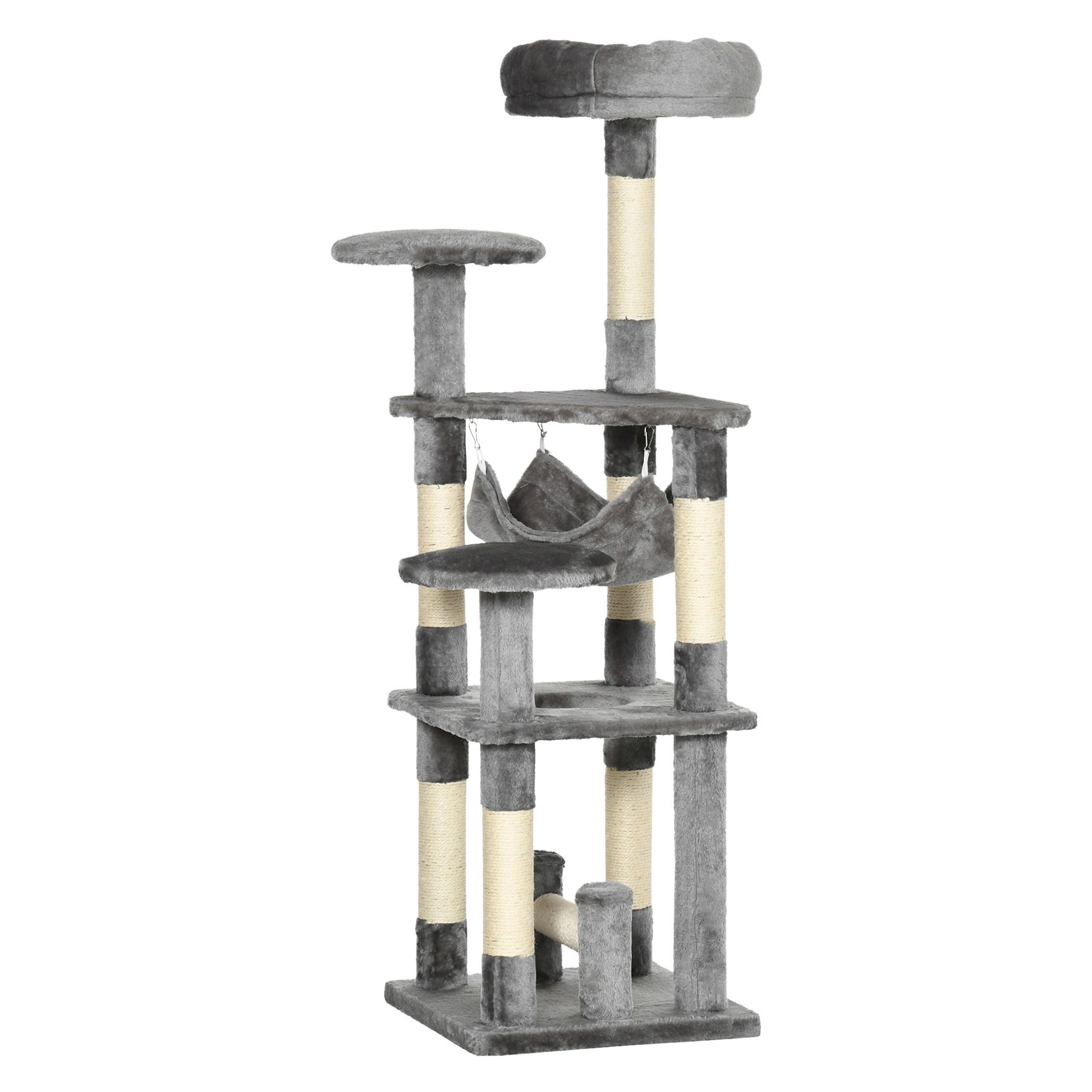 PawHut Katzen-Zubehör grau Edelstahl B/H/L: ca. 40x40x132 cm Katzenbaum - grau (132,00/40,00/40,00cm) - PawHut