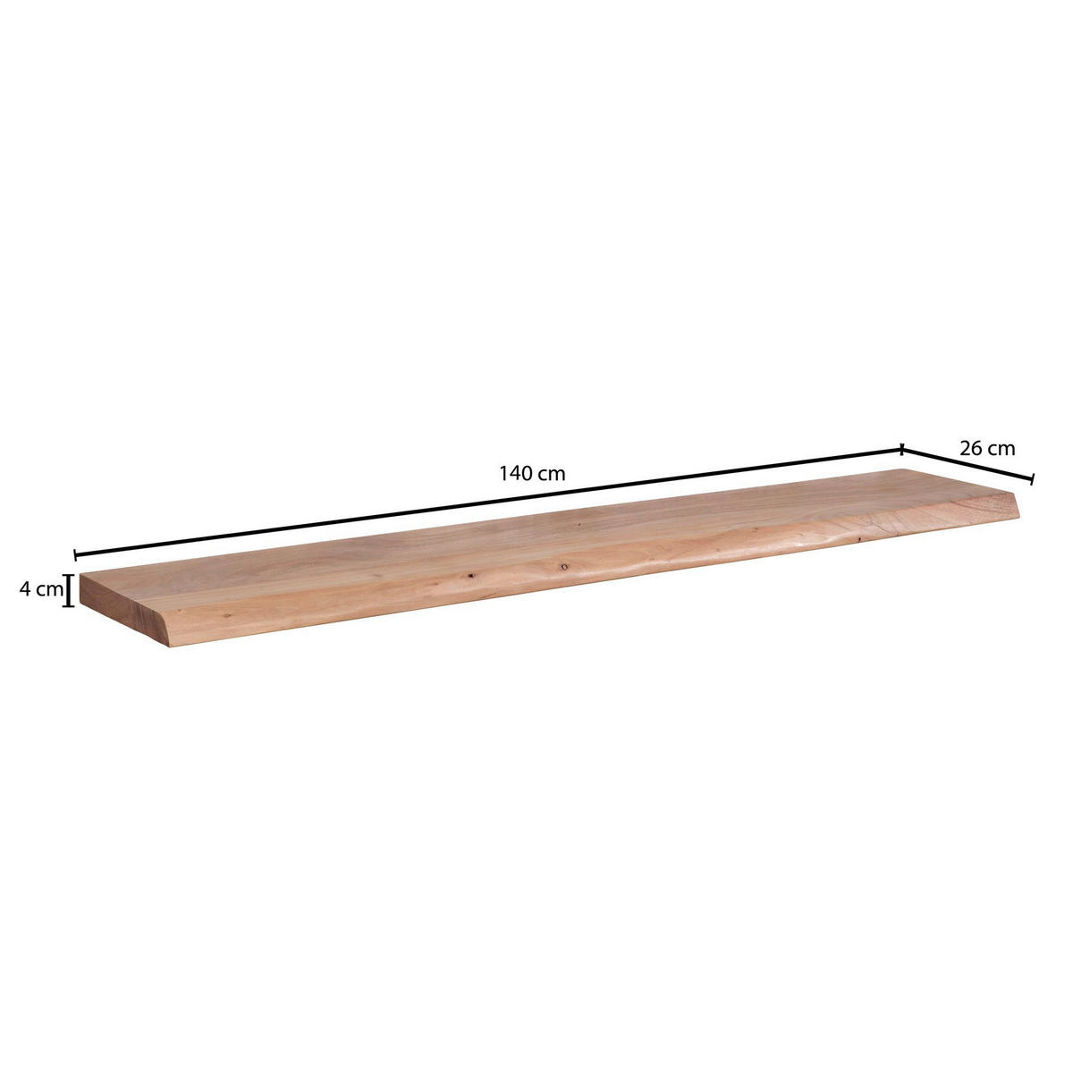 Wandregal braun Holz B/H/T: ca. 140x7x26 cm Wandregal - braun (140,00/7,00/26,00cm) - Wohnling