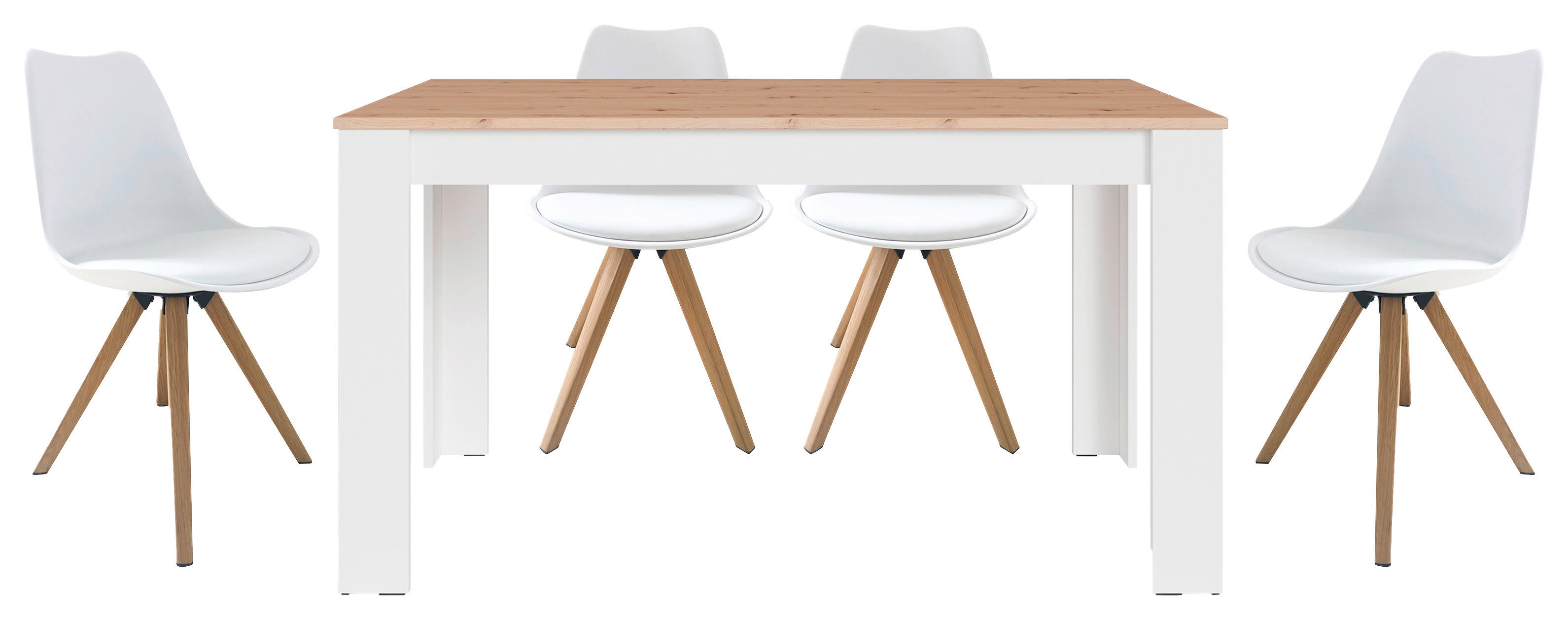 Tischgruppe KIRA weiß Eiche B/H/T: ca. 140x75x80 cm KIRA - Eiche/weiß (140,00/75,00/80,00cm) - byLIVING