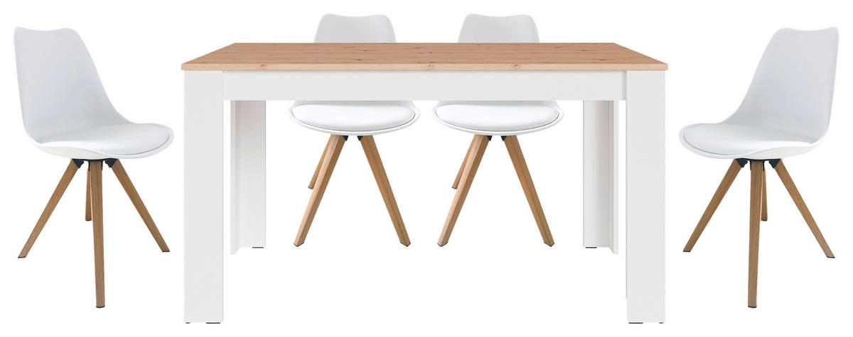 Tischgruppe KIRA weiß Eiche B/H/T: ca. 140x75x80 cm KIRA - Eiche/weiß (140,00/75,00/80,00cm) - byLIVING
