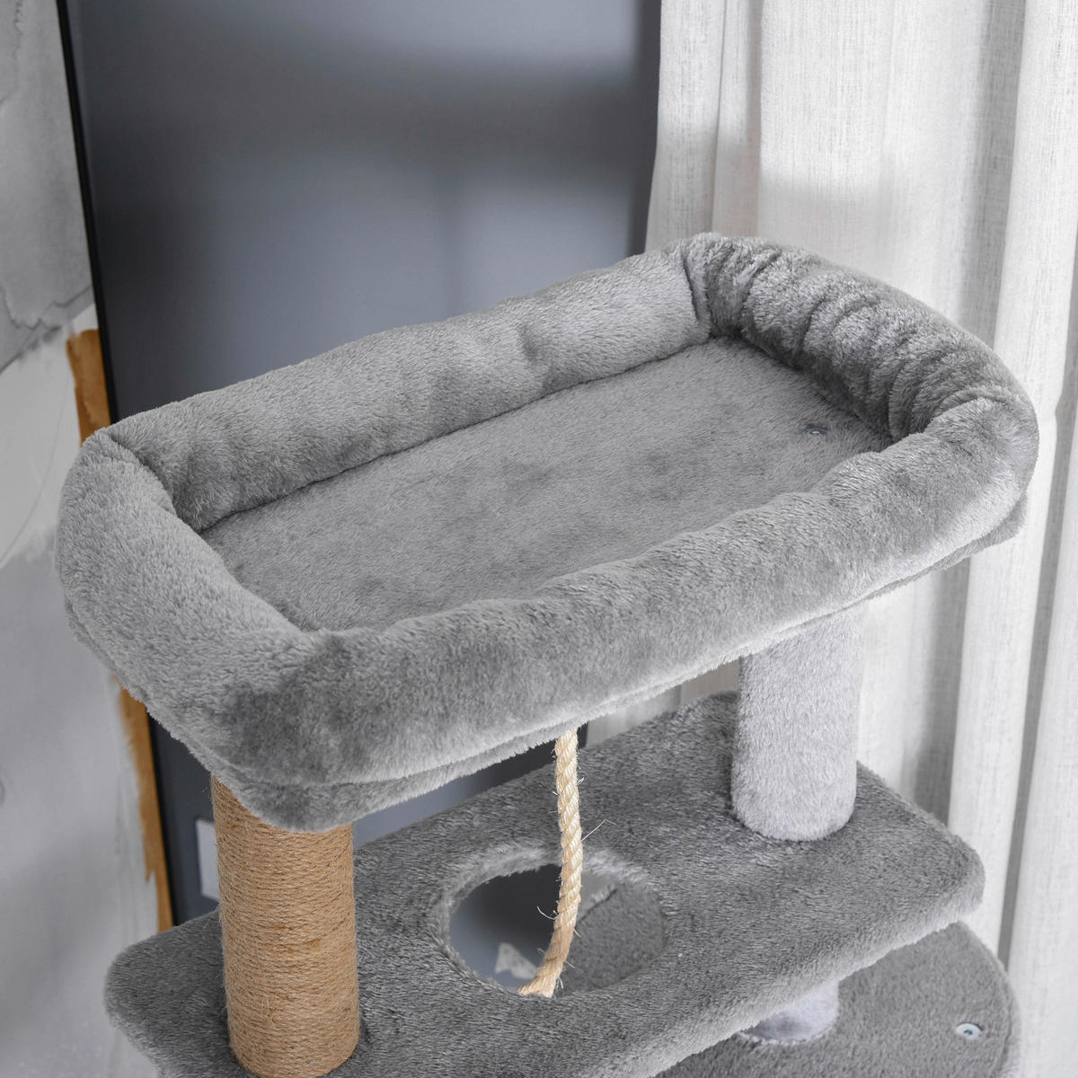 PawHut Kratzbaum hellgrau Spanplatte B/H/L: ca. 48x48x120 cm Kratzbaum - hellgrau (120,00/48,00/48,00cm) - PawHut