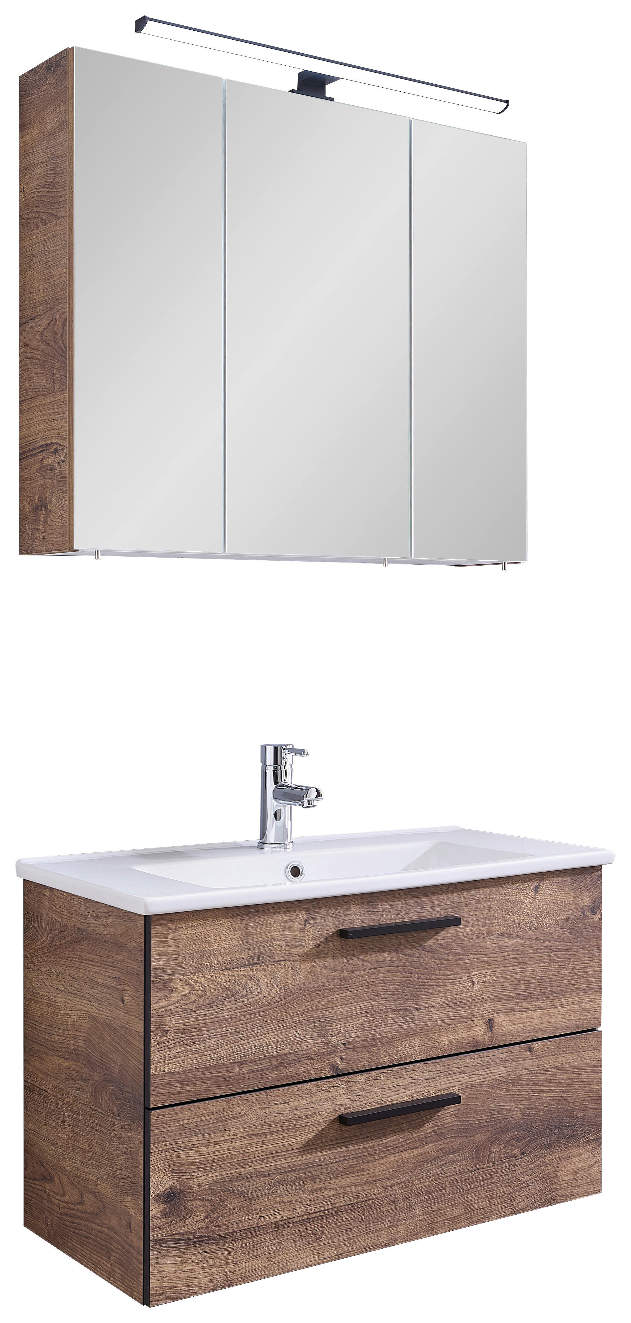 Badezimmer-Set Quickset 374 Eiche Ribeck Nachbildung B/H/T: ca. 75x200x45 cm Quickset 374 - Eiche (75,00/200,00/45,00cm) - Pelipal