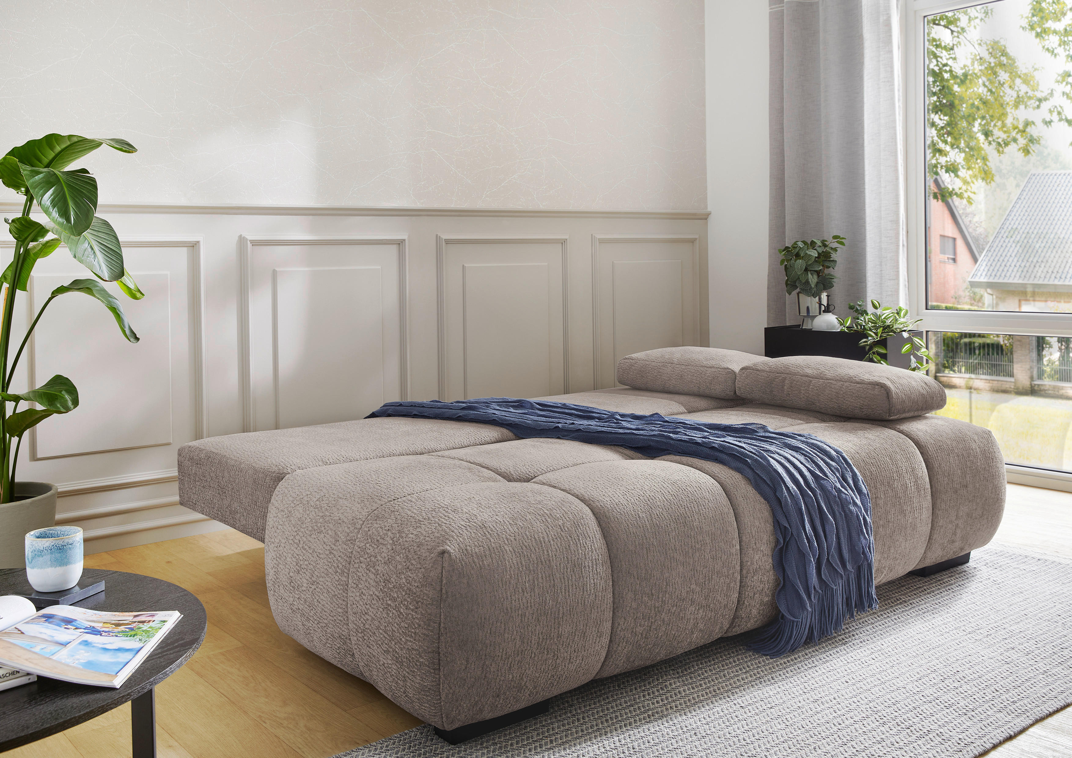 Schlafsofa  Greige B/H/T: ca. 213x86x101 cm Reno_Schlafsofa 410/29-410/29 - Greige/schwarz (213,00/86,00/101,00cm)