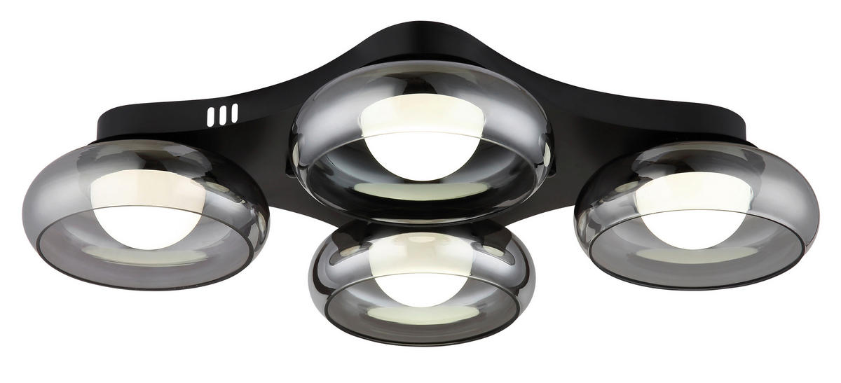 GLOBO Deckenleuchte Opal Rauch schwarz Metall Glas Acryl B/H/L: ca. 46x10x65 cm 1 Brennstellen CARLENE - schwarz/Opal (65,00/46,00/10,00cm) - GLOBO