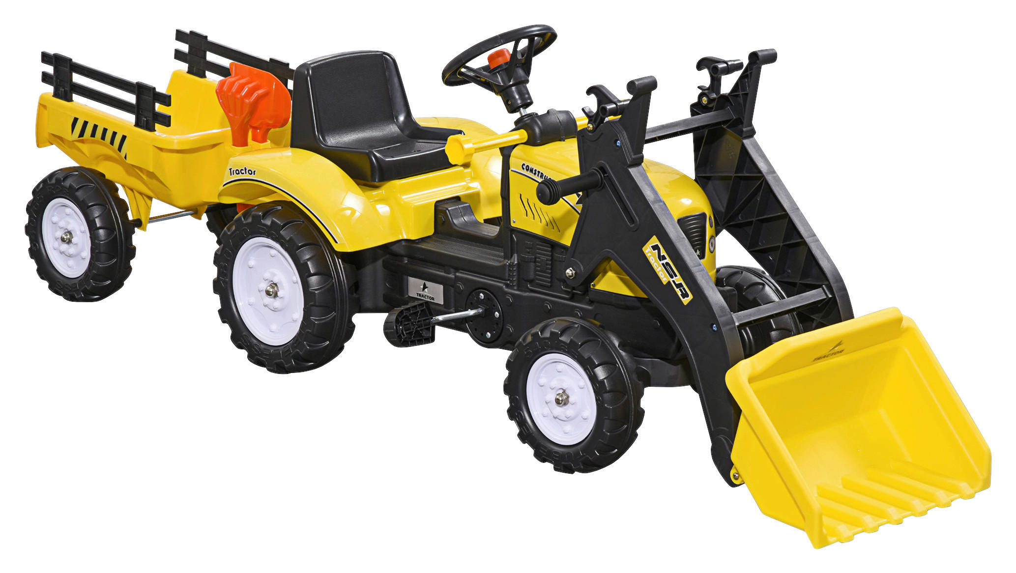 HOMCOM Kinder-Trettraktor gelb B/H/L: ca. 41x52x167 cm Kinder-Trettraktor - gelb (167,00/41,00/52,00cm) - HOMCOM
