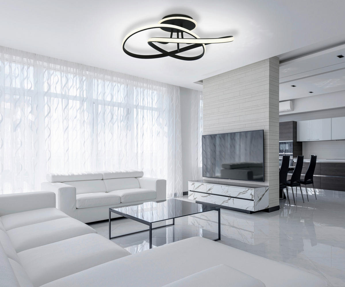 POCOline LED-Deckenleuchte Virage schwarz Metall Acryl B/H/L: ca. 54x16,5x54 cm LED-Deckenleuchte_Virage - schwarz (54,00/54,00/16,50cm) - POCOline