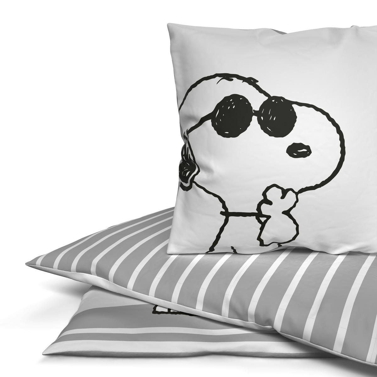 Microfaser Bettwäsche Bettwäsche Snoopy cool 135x200 - weiß/grau (135,00/200,00cm) - Snoopy