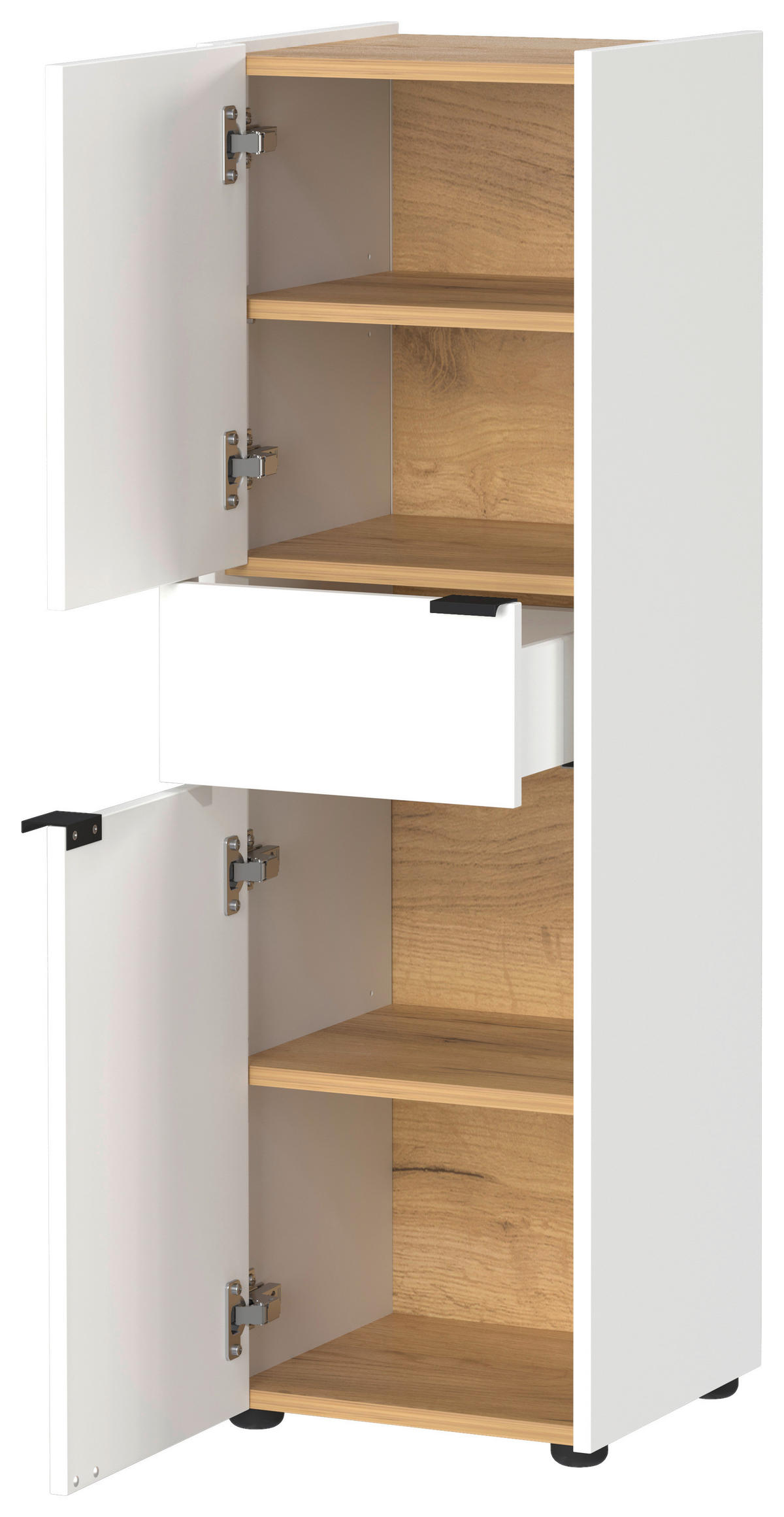 Schrank 4498-242 weiß Eiche Navarra Nachbildung B/H/T: ca. 34x111x34 cm 4498-242 - Eiche/weiß (34,00/111,00/34,00cm) - Germania