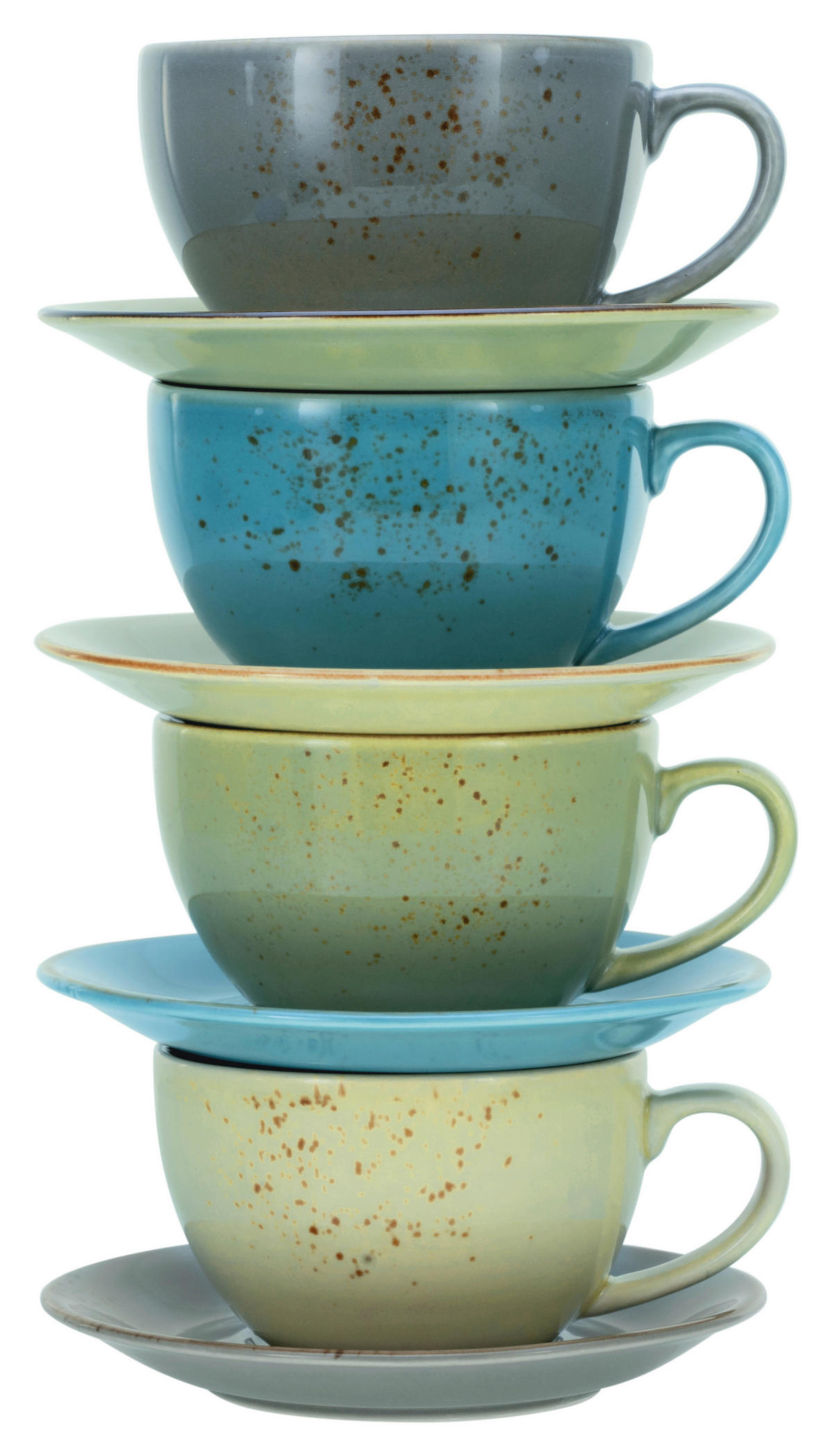 CreaTable Cappuccino-Set NATURE COLLECTION multicolor Steinzeug NATURE COLLECTION - multicolor - CreaTable