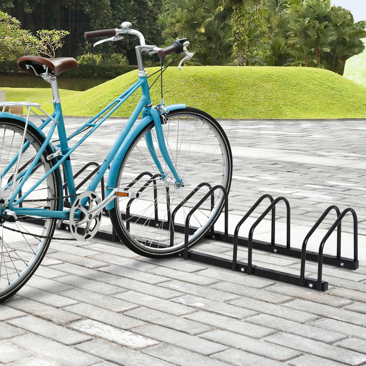 HOMCOM Fahrrad-Zubehör schwarz schwarz B/H/L: ca. 33x179x27 cm Fahrradhalter - schwarz (27,00/33,00/179,00cm) - HOMCOM