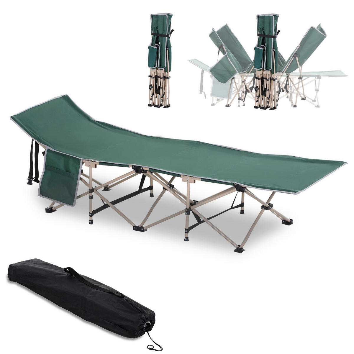 Outsunny Campingartikel B/H/L: ca. 68x190x52 cm Feldbett - grün (52,00/68,00/190,00cm) - Outsunny