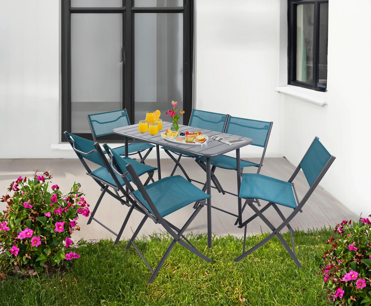 VCM Gartensitzgruppe Sumila türkis Textilene B/H/L: ca. 45x79x46 cm Sumila - türkis (46,00/45,00/79,00cm) - VCM