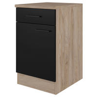 Unterschrank Capri schwarz matt B/H/T: ca. 50x85x60 cm Capri - schwarz/Oak (50,00/85,00/60,00cm) - Flex-Well