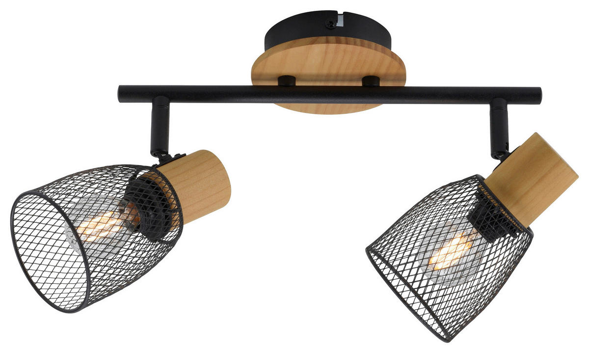 Just Light Spotbalken TAMIS 15192-79 natur schwarz Holz Metall B/H/T: ca. 46,5x22x18 cm E14 2 Brennstellen TAMIS - natur/schwarz (46,50/22,00/18,00cm) - Just Light