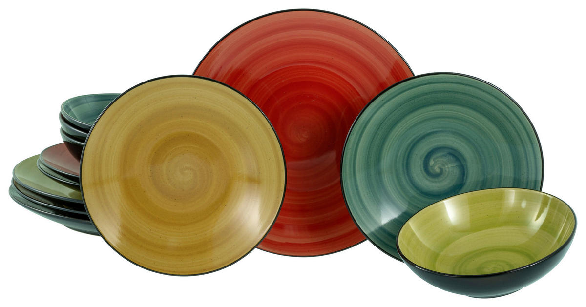 CreaTable Tafelservice Samoa bunt Steinzeug 12 tlg. Samoa - bunt - CreaTable