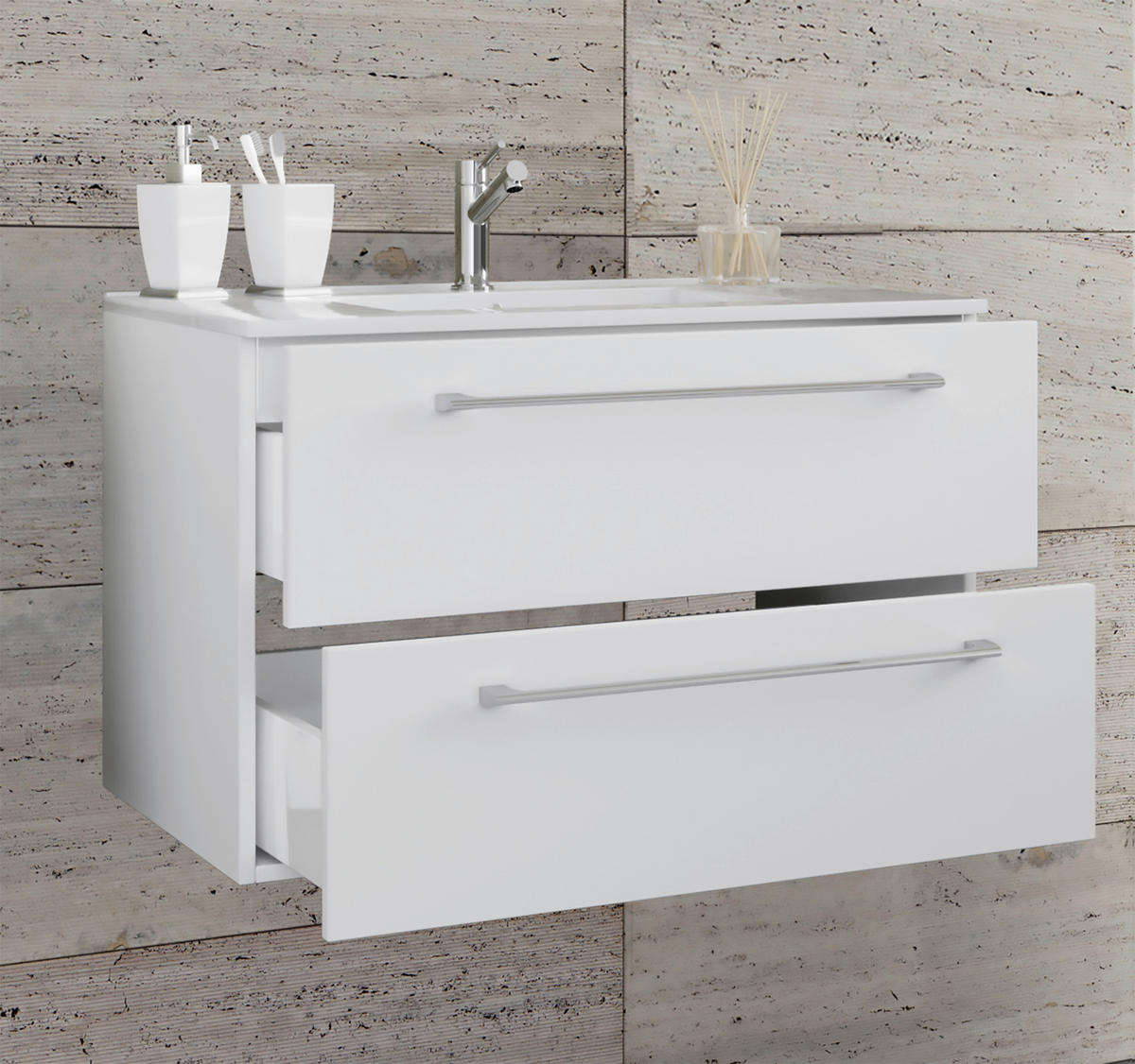 Badblock 2tlg-Badinos weiß weiß B/H/T: ca. 61x52x46 cm 2tlg-Badinos - weiß (61,00/52,00/46,00cm) - VCM Möbel