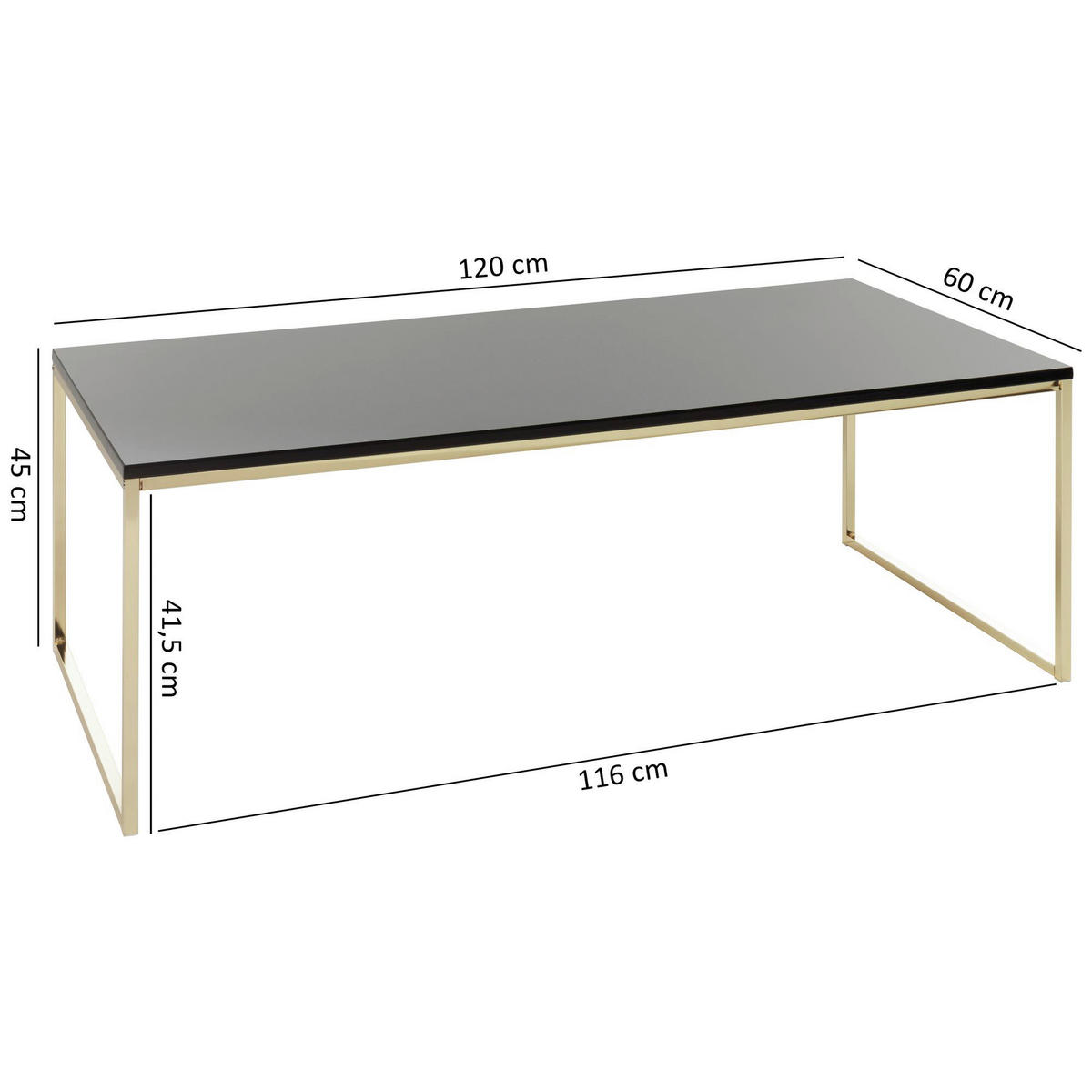 Couchtisch schwarz B/H/T: ca. 120x45x60 cm Couchtisch - schwarz (120,00/45,00/60,00cm) - Wohnling