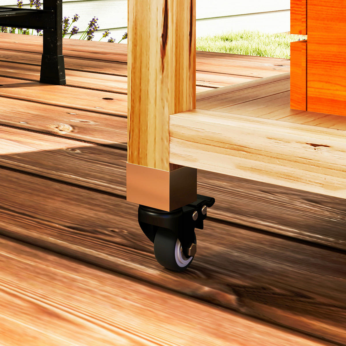 Outsunny Grillwagen Holz B/H/L: ca. 50x91,5x134,5 cm Grillwagen - natur (134,50/50,00/91,50cm) - Outsunny