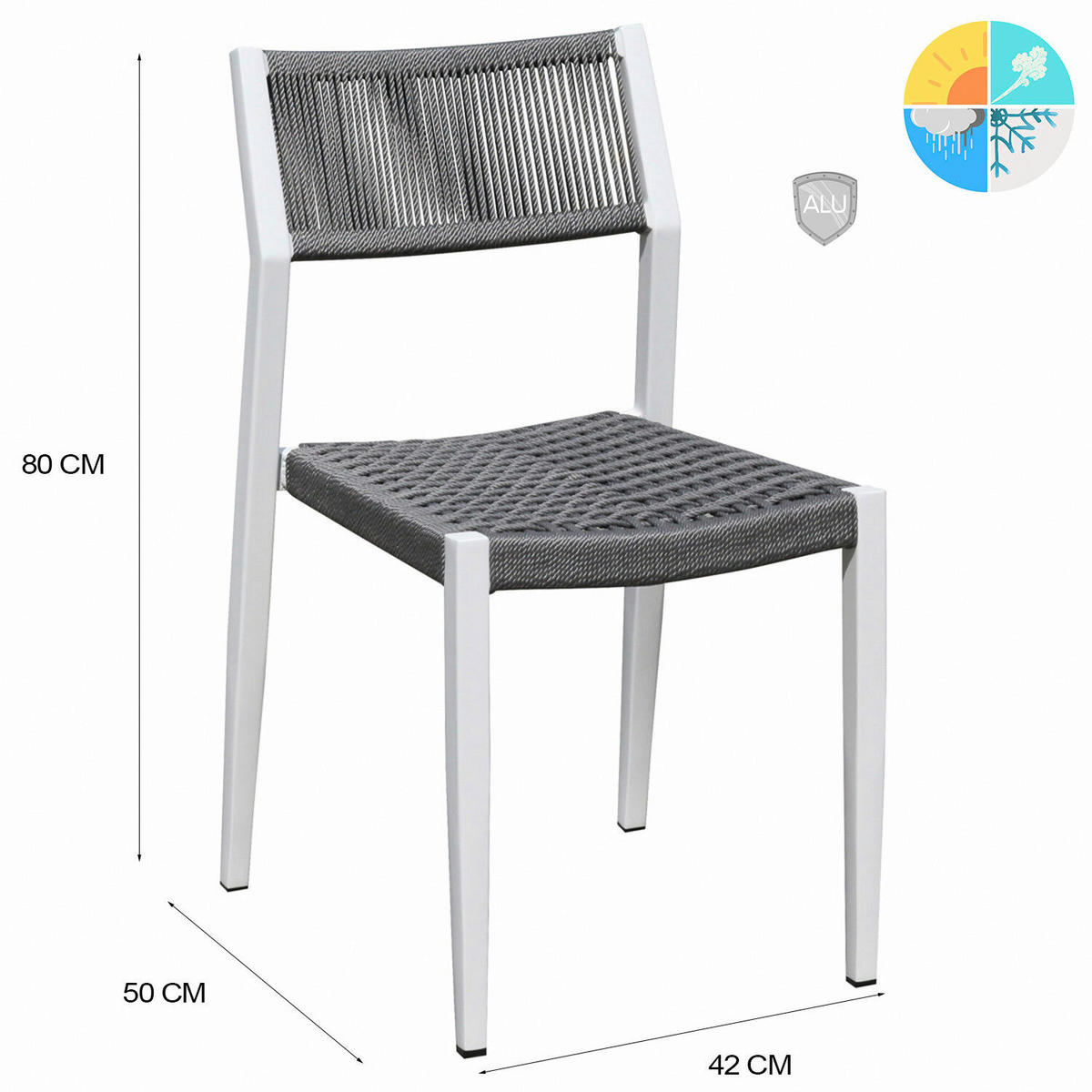 Grasekamp Stapelstuhl-Set Sol anthrazit Aluminium B/H/L: ca. 42x80x50 cm Sol - weiß/anthrazit (50,00/42,00/80,00cm) - Grasekamp