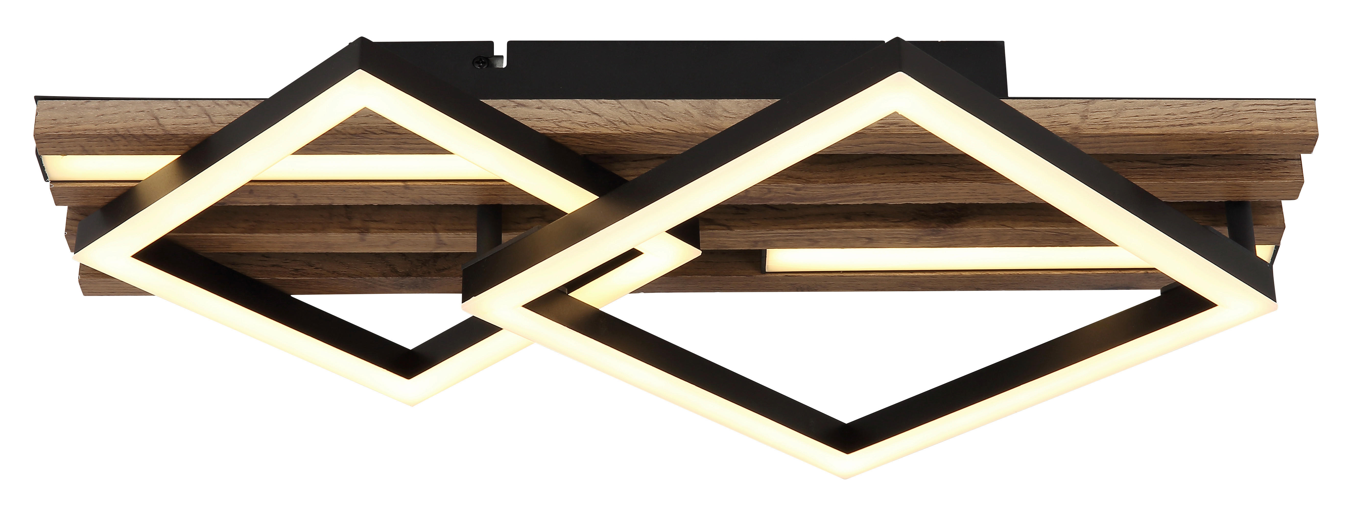 GLOBO LED-Deckenleuchte OBRIEN 67344D1 mattschwarz Opal Kunststoff Metall MDF B/H/L: ca. 47,5x9,5x31 cm 1 Brennstellen OBRIEN - Opal/mattschwarz (31,00/47,50/9,50cm) - GLOBO