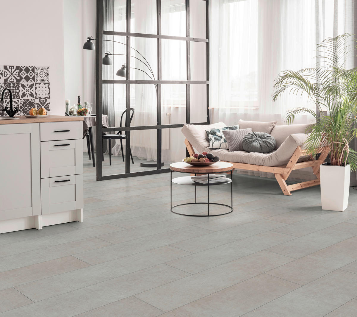 Kronotex Laminatboden Mega Plus ca. 2,249 m² im Paket  B/L: ca. 32,6x138 cm pro Paket Mega Plus ca. 2,249 m² im Paket - silber (32,60/138,00cm) - Kronotex