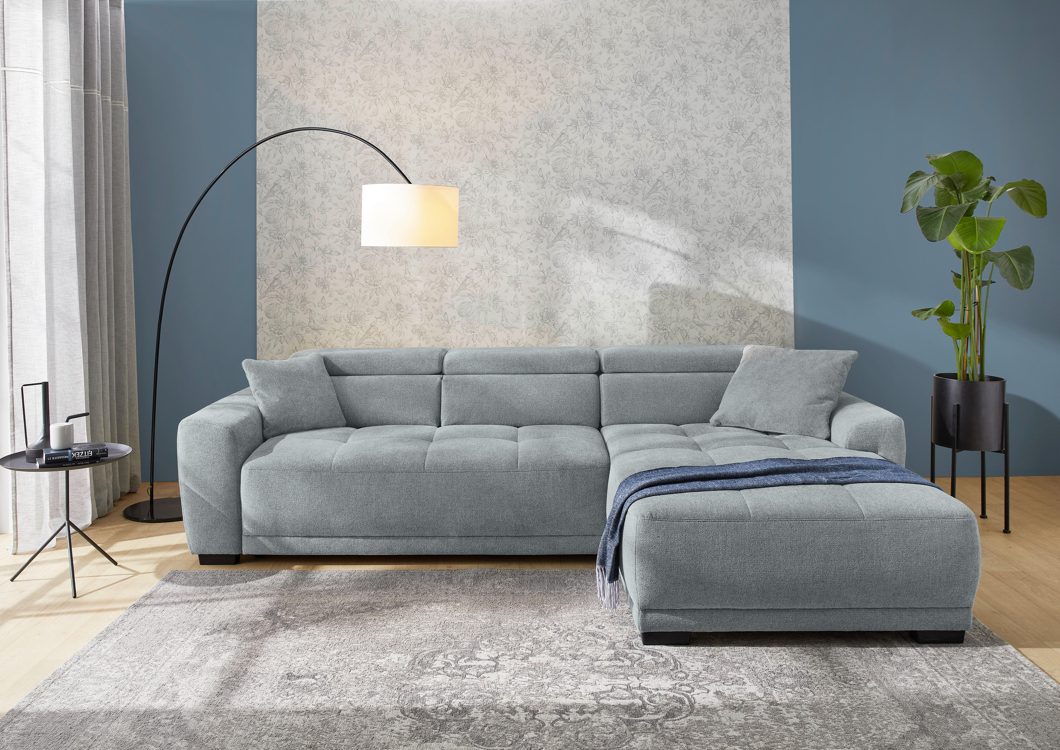 Funktionsecke grau Microfaser B/H/T: ca. 296x105x200 cm Domino_Funktionsecke - schwarz/grau (296,00/105,00/200,00cm)