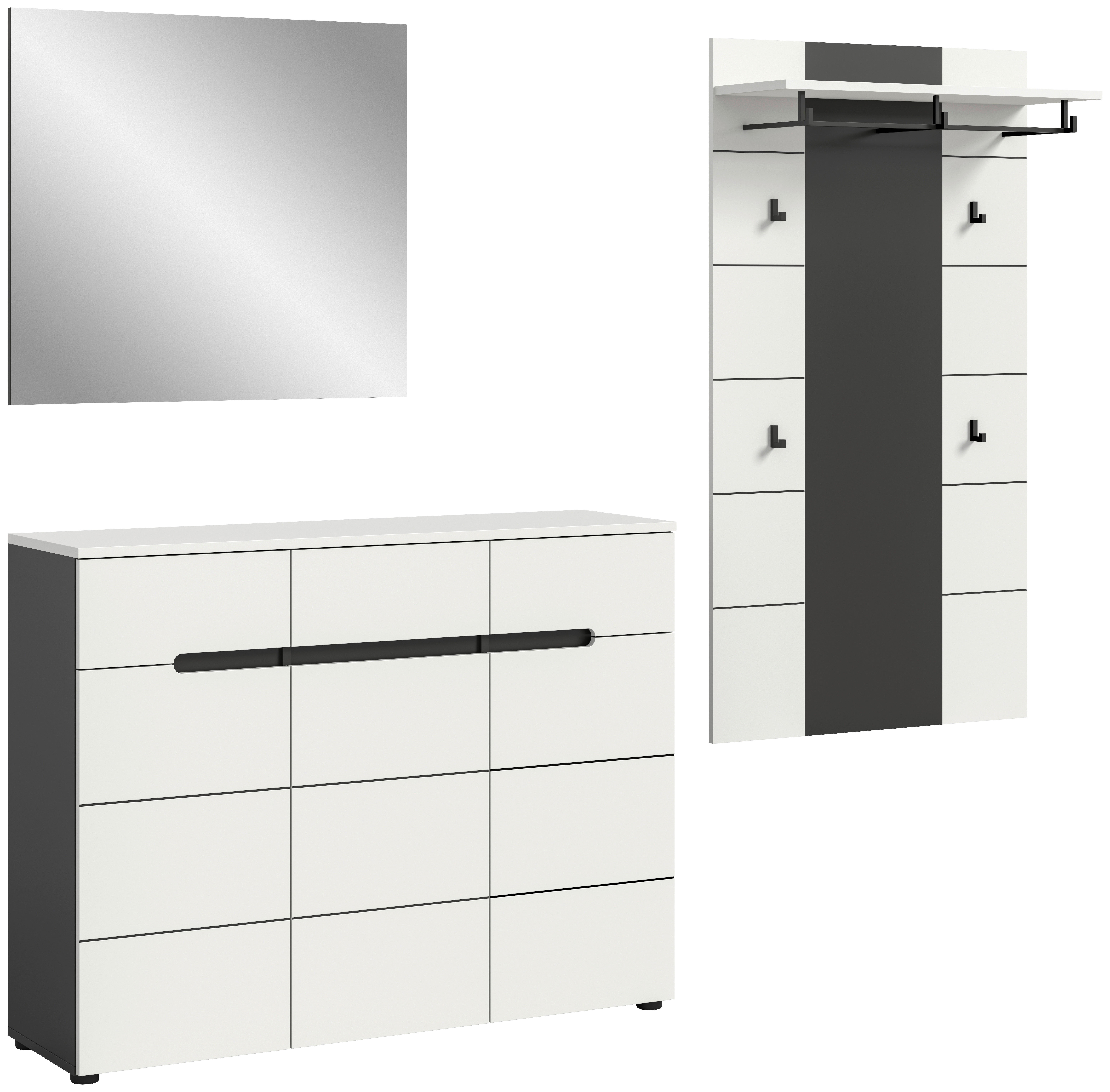 Garderobe Canu basaltgrau Nachbildung weiß B/H/T: ca. 215x190x37 cm Canu - weiß/basaltgrau (215,00/190,00/37,00cm) - xonox.home