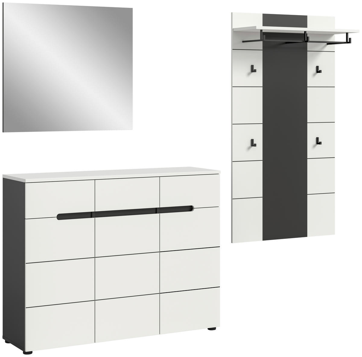 Garderobe Canu basaltgrau Nachbildung weiß B/H/T: ca. 215x190x37 cm Canu - weiß/basaltgrau (215,00/190,00/37,00cm) - xonox.home