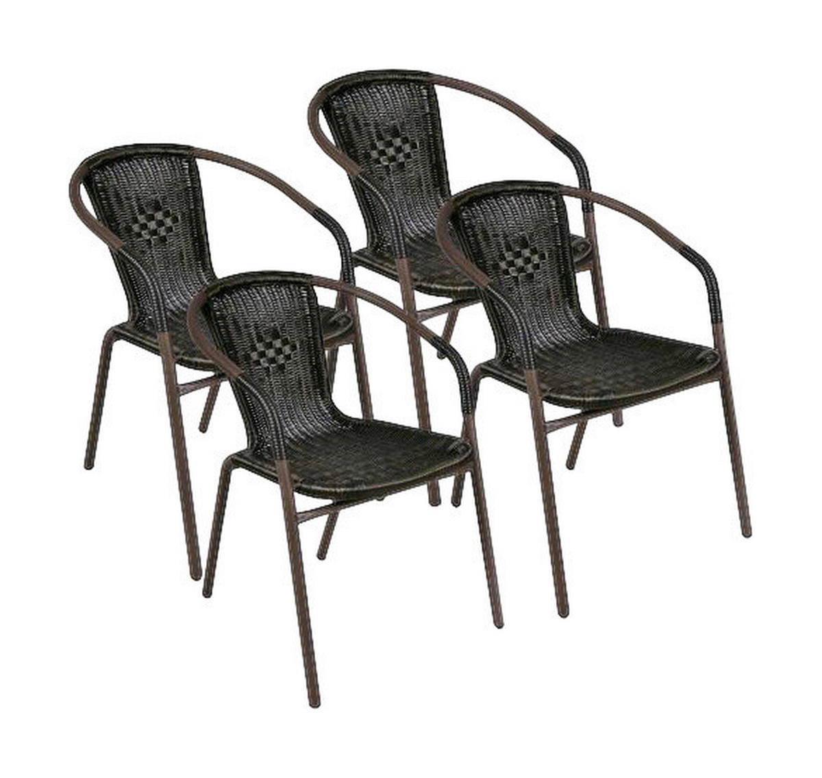 VCM Bistrostuhl dunkelbraun Polyrattan B/H/L: ca. 53x60x73 cm Bistrostuhl_4erSet - dunkelbraun (73,00/53,00/60,00cm) - VCM