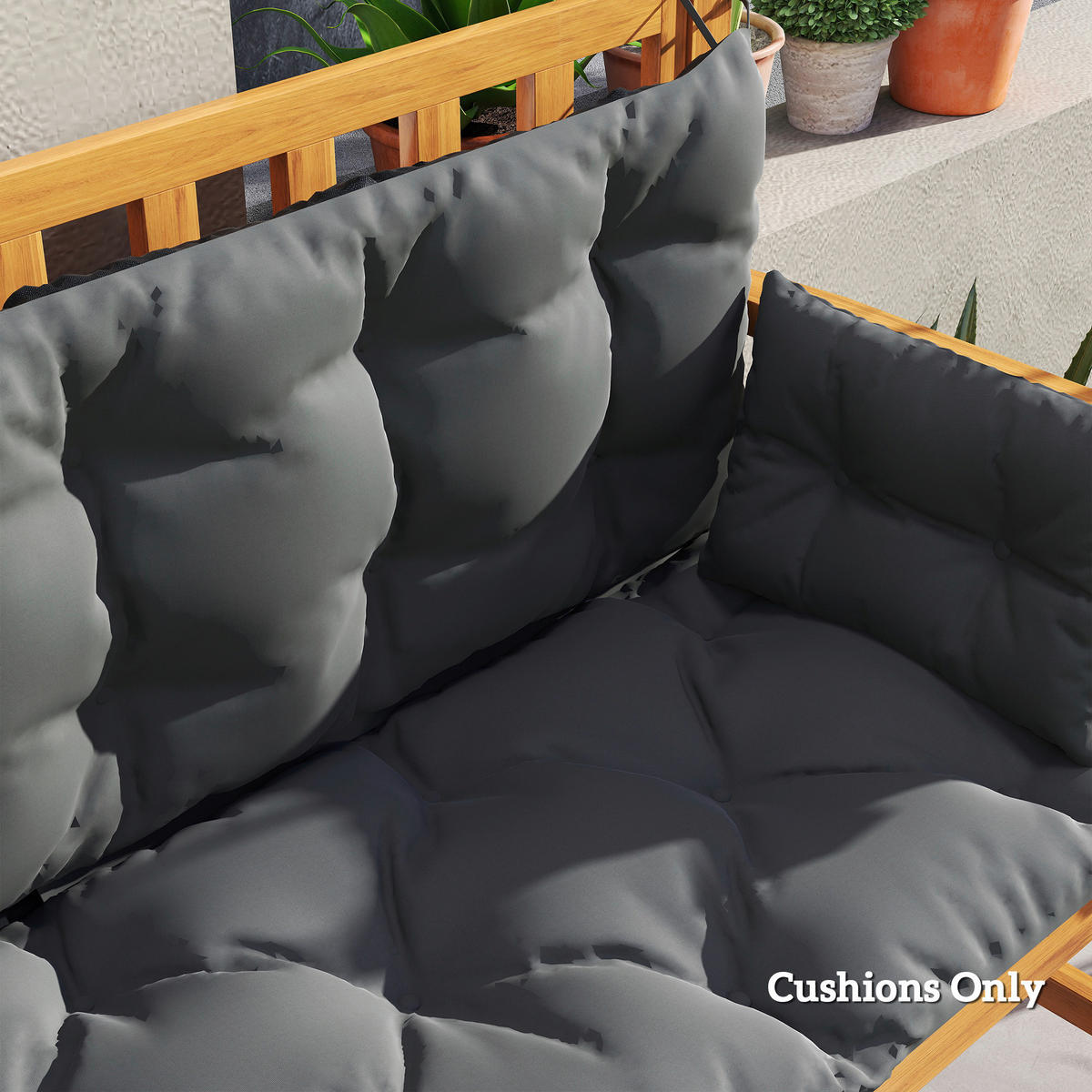 Outsunny Sitzkissen-Set schwarz Polyester B/H/L: ca. 110x8x180 cm Sitzkissen-Set - schwarz/dunkelgrau (180,00/110,00/8,00cm) - Outsunny