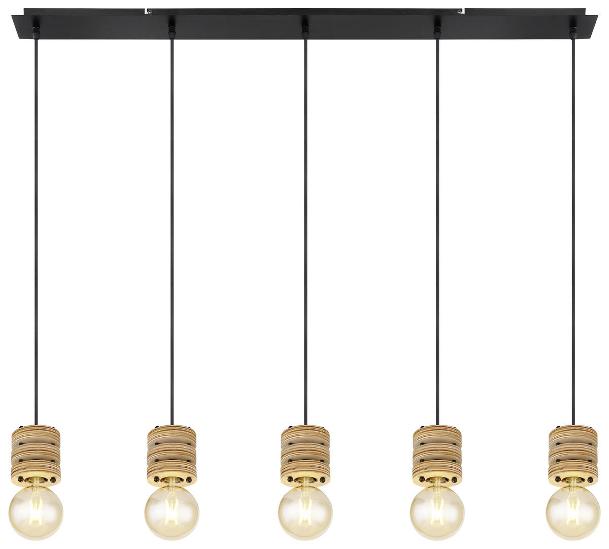 GLOBO Pendelleuchte ANGELINE 54042-5H schwarz Metall MDF B/H/T: ca. 116x120x10 cm ANGELINE - schwarz (116,00/120,00/10,00cm) - GLOBO