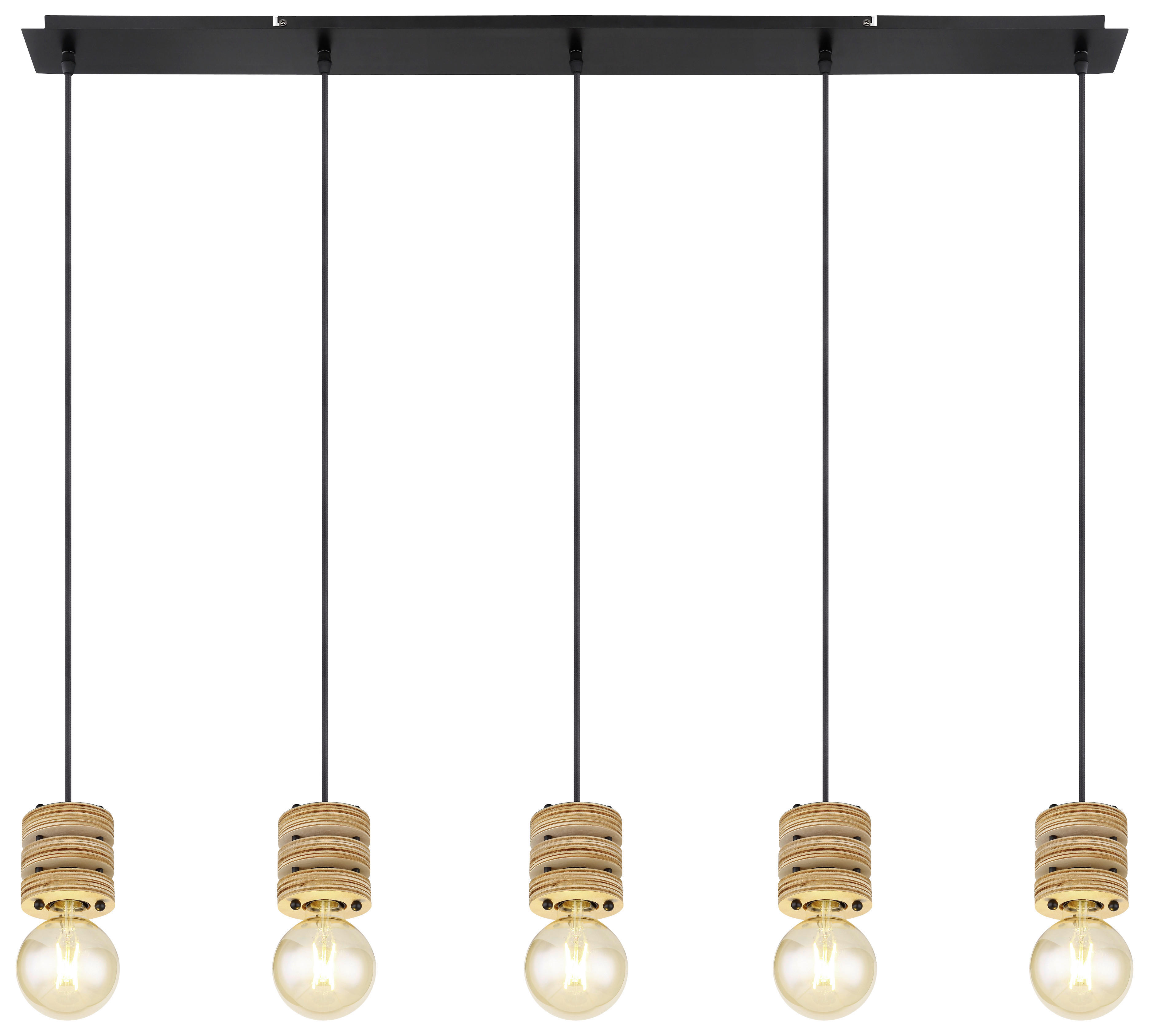 Thumbnail - GLOBO Pendelleuchte ANGELINE 54042-5H schwarz Metall MDF B/H/T: ca. 116x120x10 cm