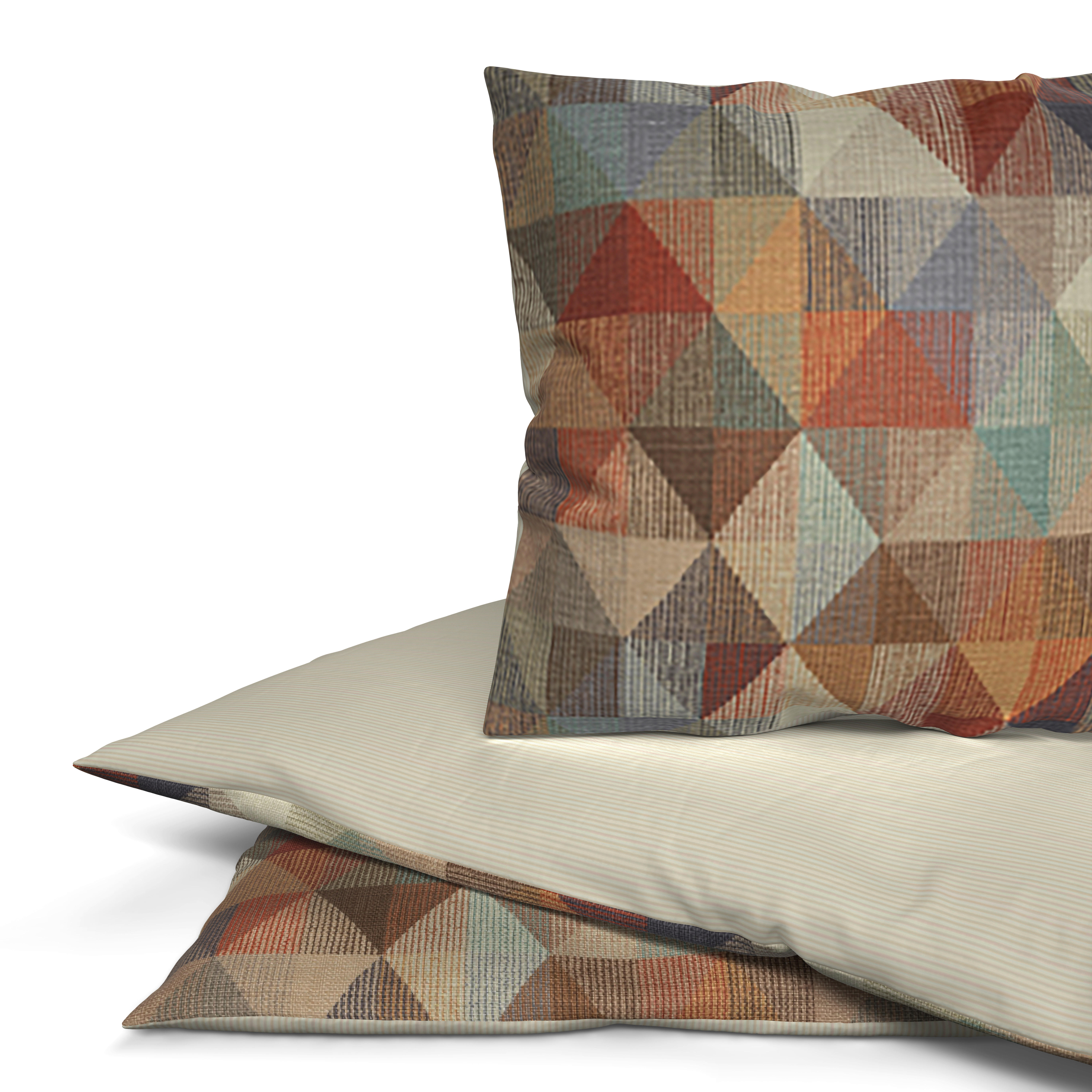 Baumwoll Wende Bettwäsche Wendebettwäsche-Baumwolle-Cubus-1 - braun/beige (135,00/200,00cm)